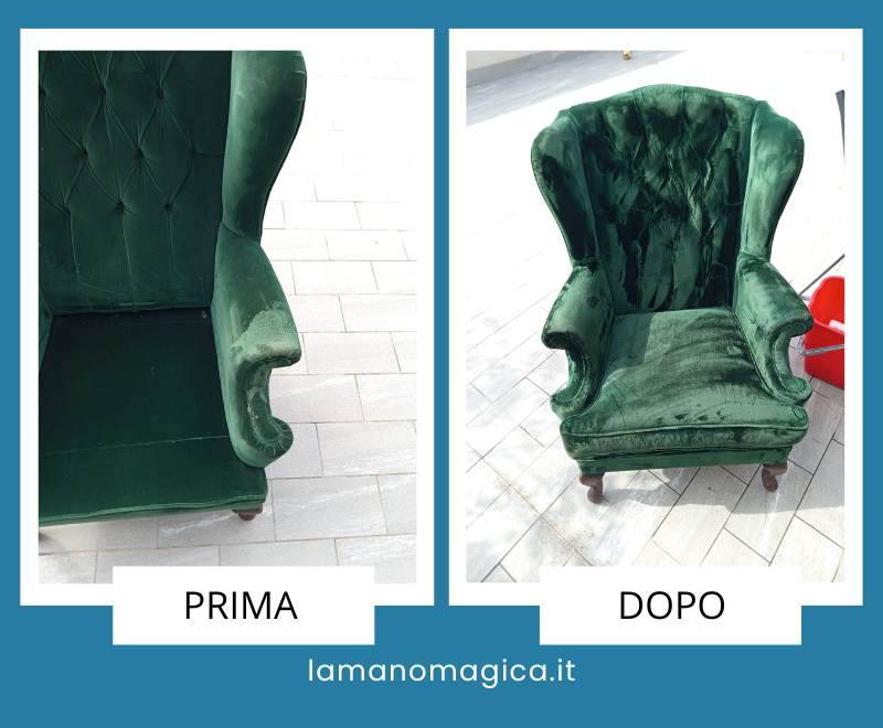 pulizia a domicilio poltrona in velluto seregno